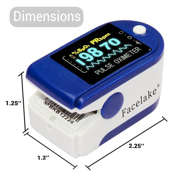FL350 Pulse Oximeter with Lanyard, Carrying Case & Batteries, Blue