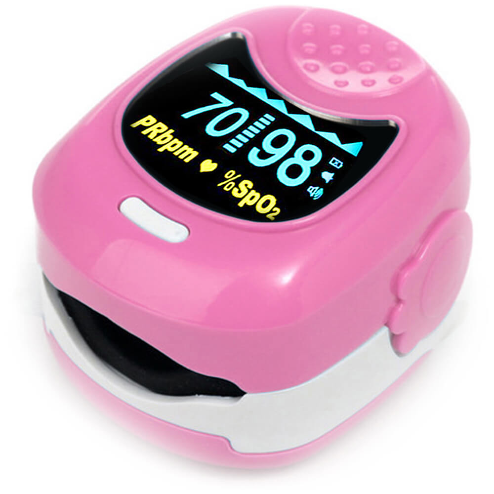 CMS-50QB Pediatric Fingertip Pulse Oximeter with Alarm - Pink