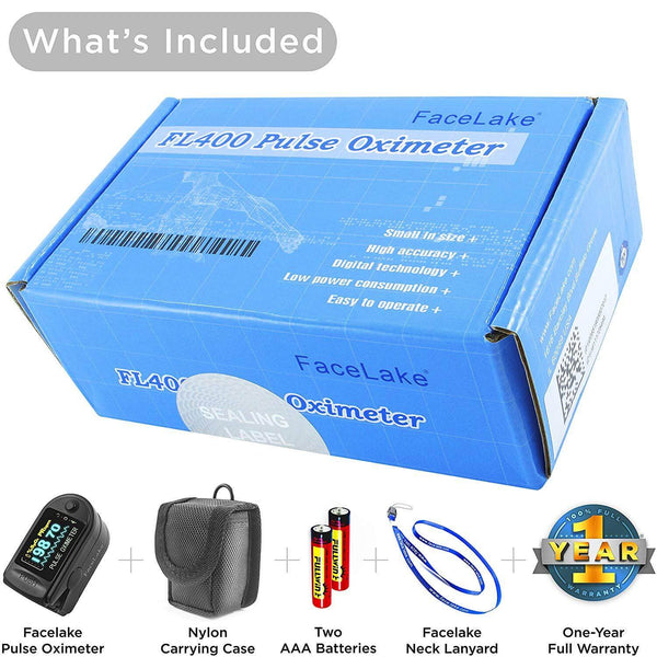 FL350 Pulse Oximeter, with Carrying Case & Batteries, Black