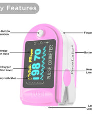 Load image into Gallery viewer, FL350 Pulse Oximeter, with Carrying Case & Batteries, Lanyard, Pink