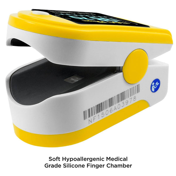 FL350 Pulse Oximeter, with Carrying Case & Batteries, lanyard, Yellow, FDA 510(k) cleared
