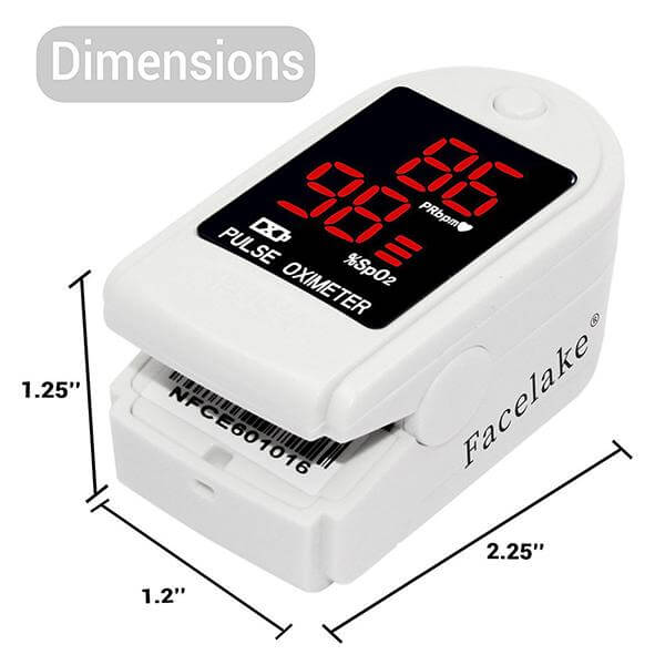 FL400 Pulse Oximeter with Carrying Case, Batteries, Lanyard, White, FDA 510(k) cleared