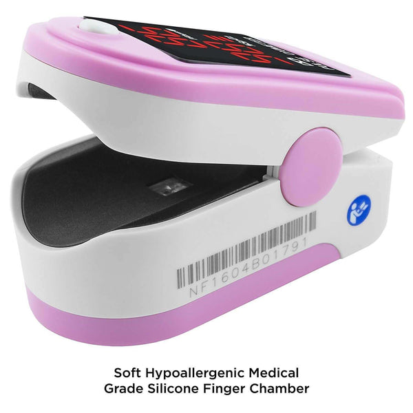 FL400 Pulse Oximeter, with Carrying Case & Batteries, lanyard, pink