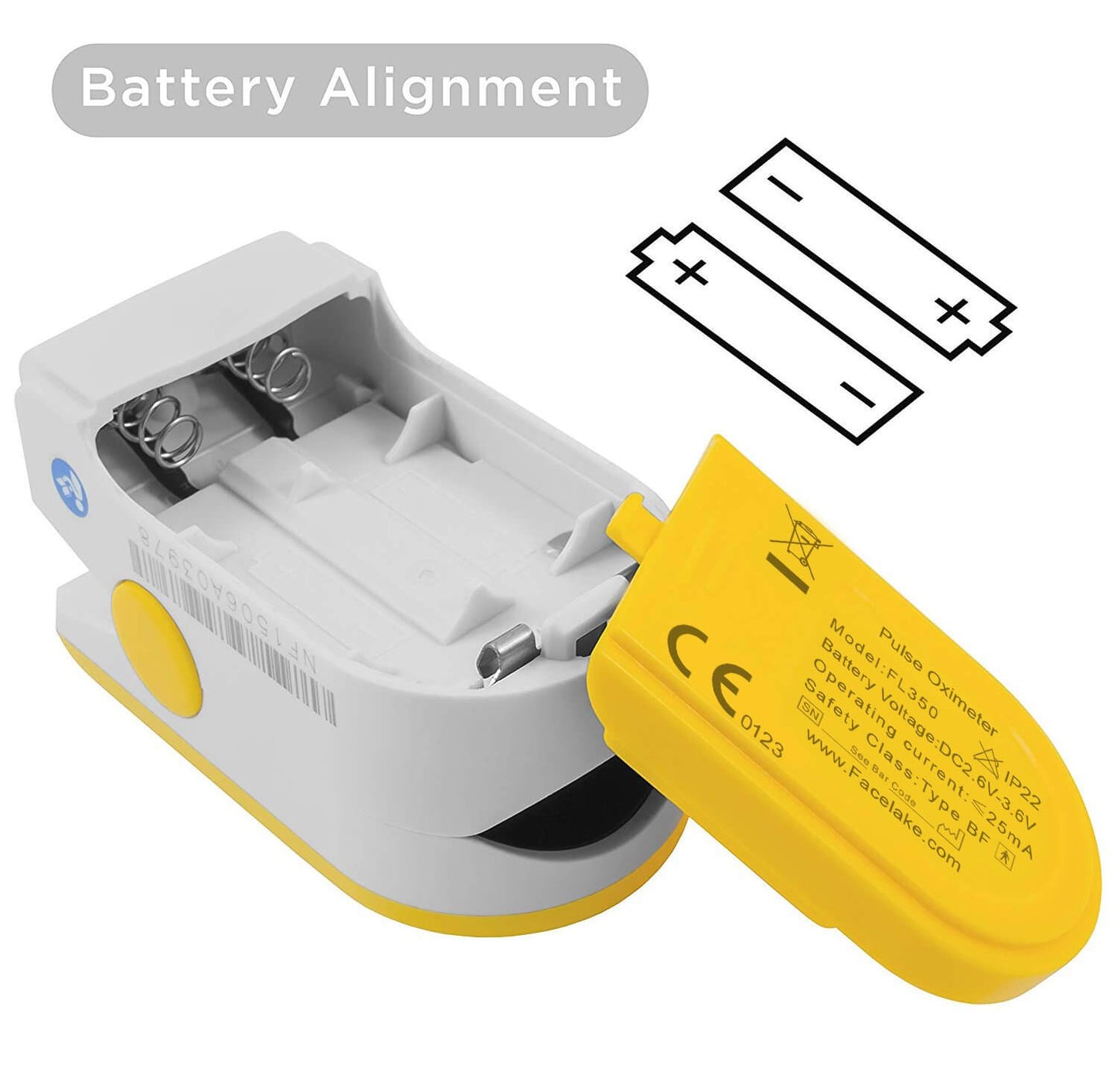 FL350 Pulse Oximeter, with Carrying Case & Batteries, lanyard, Yellow, FDA 510(k) cleared