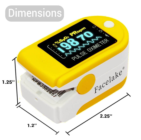 FL350 Pulse Oximeter, with Carrying Case & Batteries, lanyard, Yellow, FDA 510(k) cleared