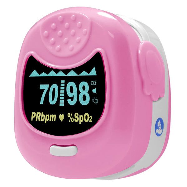 CMS-50QB Pediatric Fingertip Pulse Oximeter with Alarm - Pink