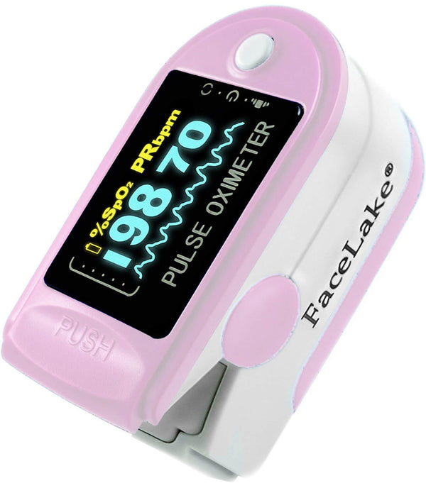 FL350 Pulse Oximeter, with Carrying Case & Batteries, Lanyard, Pink, FDA 510(k) cleared