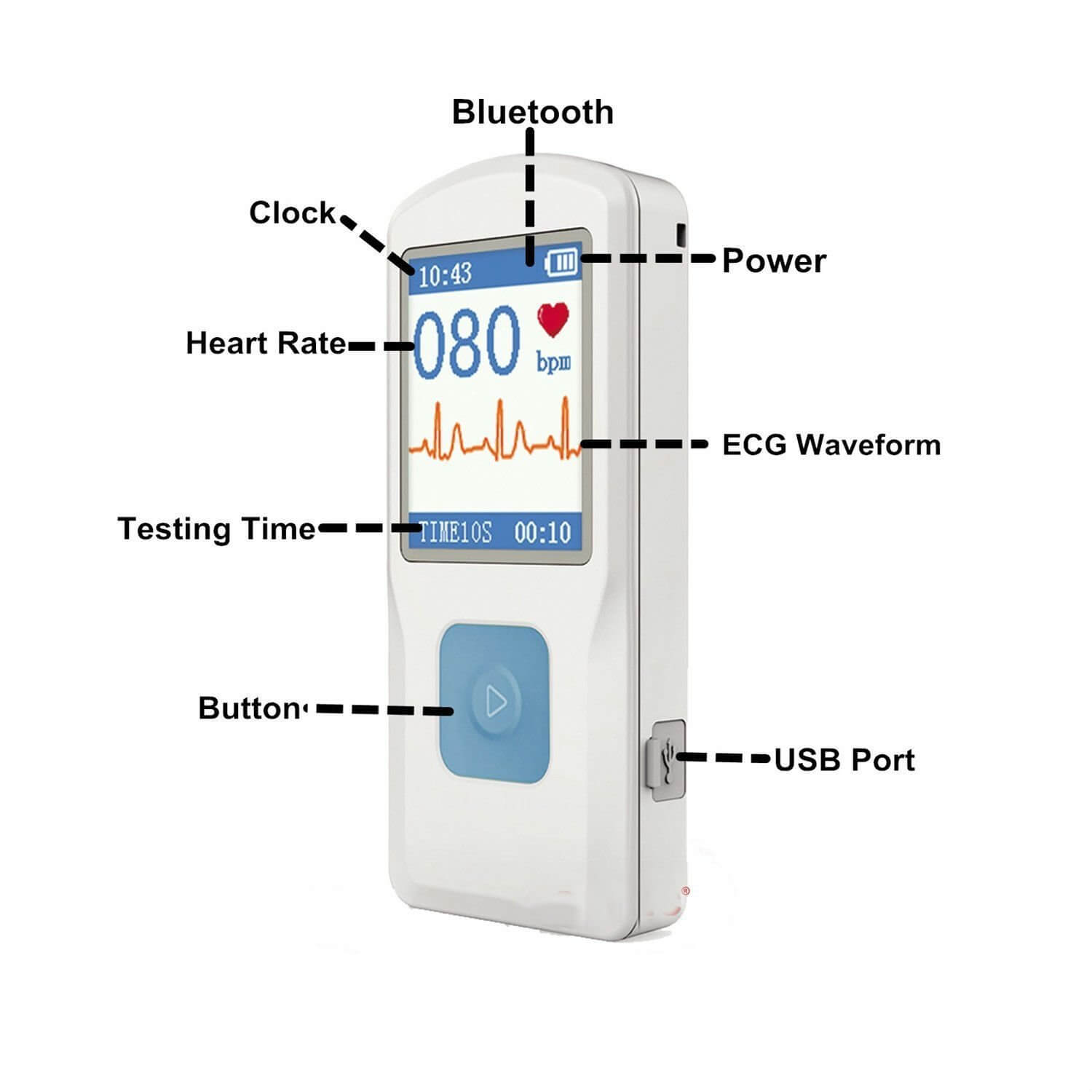 FL10 Portable ECG Monitor with Bluetooth, APP and PC software