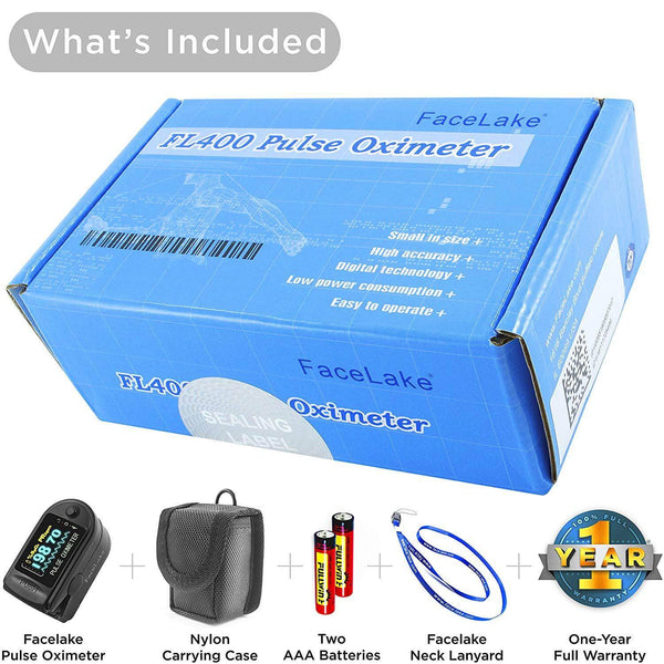FL350 Pulse Oximeter, with Carrying Case & Batteries, Black, FDA 510(k) cleared