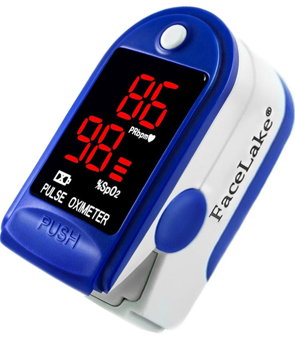 FL400 Pulse Oximeter with Lanyard, Carrying Case and Batteries, Blue, FDA 510(k) cleared
